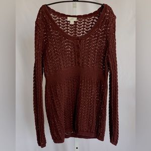 Ann Taylor LOFT (XL) Burgundy Crotched Sweater